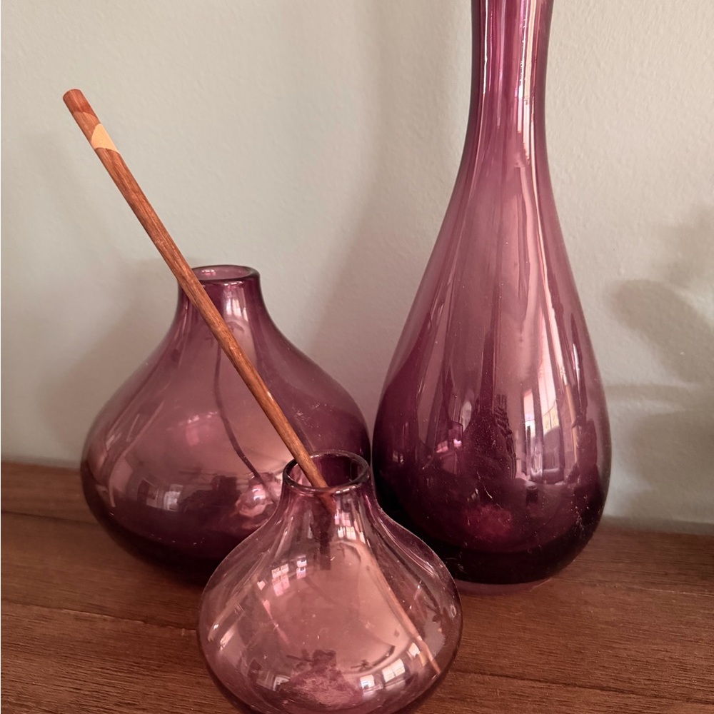 West Elm Amethyst Glass Vase Trio